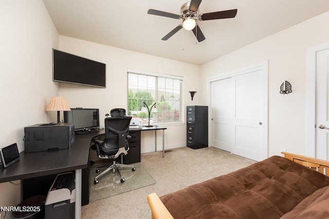 113 Denio Dr, Dayton, NV 89403 - carpeted home office featuring a ceiling fan and baseboards