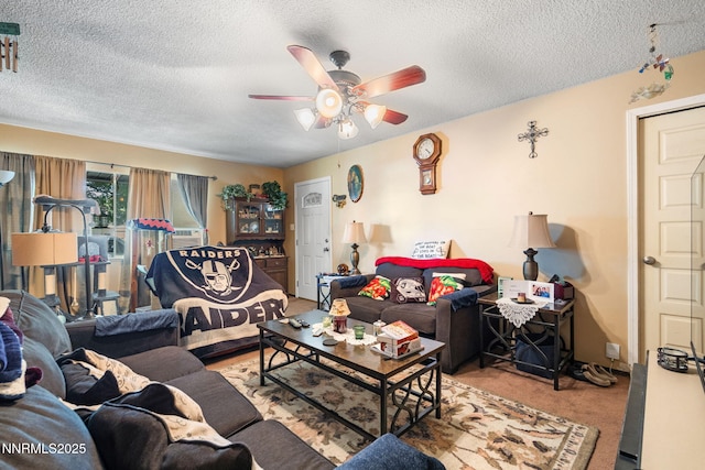 2455 Coppa Way, Sparks, NV 89431 - living room with a ceiling fan, carpet flooring, and a textured ceiling