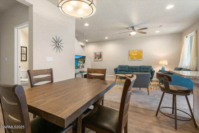2170 Santona Cir, Reno, NV 89523 - dining area featuring wood finished floors, recessed lighting, and ceiling fan