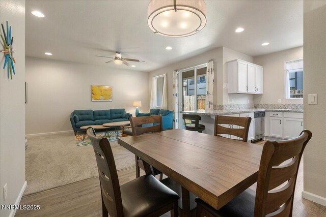 2170 Santona Cir, Reno, NV 89523 - dining space with recessed lighting, ceiling fan, wood finished floors, and plenty of natural light
