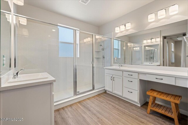 2170 Santona Cir, Reno, NV 89523 - full bathroom with vanity, wood finished floors, and a shower stall