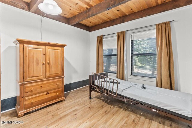 650 Tumbleweed Cir, Incline Village, NV 89451 - bedroom with light wood-type flooring and a wood ceiling with exposed beams