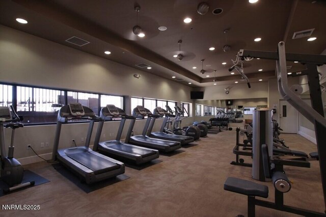 450 N Arlington Ave Unit 715, Reno, NV 89503 - workout area featuring carpet flooring, a high ceiling, and recessed lighting