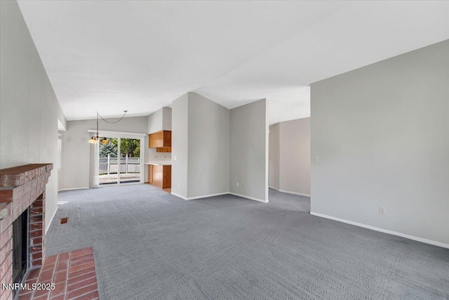 971 Shadow Ln, Carson City, NV 89705 - unfurnished living room with a fireplace and carpet floors