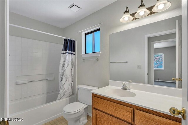 971 Shadow Ln, Carson City, NV 89705 - full bathroom with vanity and shower / bath combination with curtain