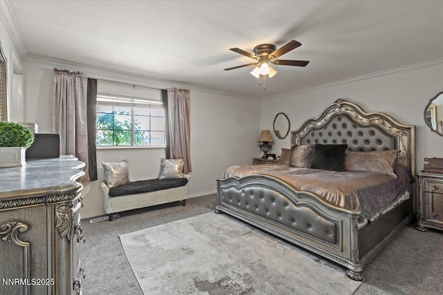 1510 E Slide Mountain Dr, Carson City, NV 89706 - carpeted bedroom with crown molding and ceiling fan