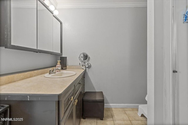 1510 E Slide Mountain Dr, Carson City, NV 89706 - bathroom featuring crown molding, vanity, and tile patterned floors