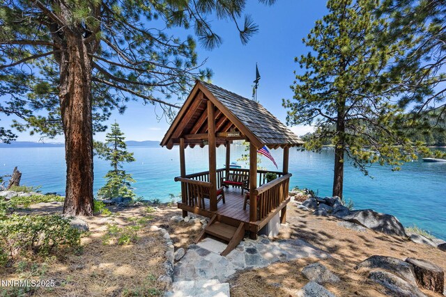 187 Yellow Jacket Rd, Glenbrook, NV 89413 - dock area with a water view and a gazebo