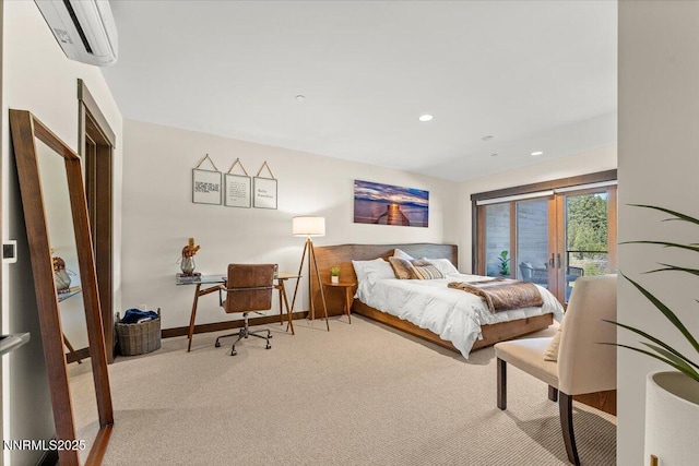 17 Beach Club Dr # 213, Stateline, NV 89449 - bedroom with carpet flooring, a wall mounted air conditioner, access to outside, and recessed lighting