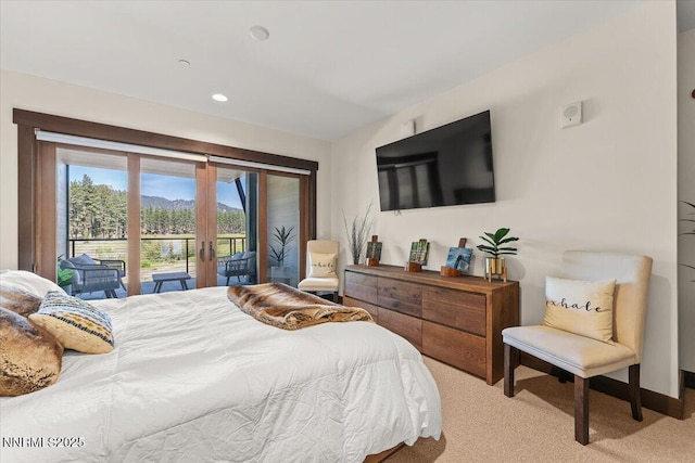 17 Beach Club Dr # 213, Stateline, NV 89449 - bedroom with access to exterior, carpet flooring, french doors, and recessed lighting