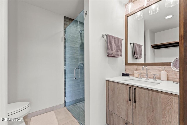 17 Beach Club Dr # 213, Stateline, NV 89449 - full bath featuring vanity, decorative backsplash, a stall shower, and tile patterned floors