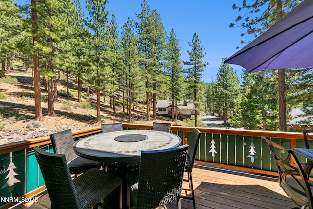1064 Lucerne Way, Incline Village, NV 89451 - wooden terrace with outdoor dining space