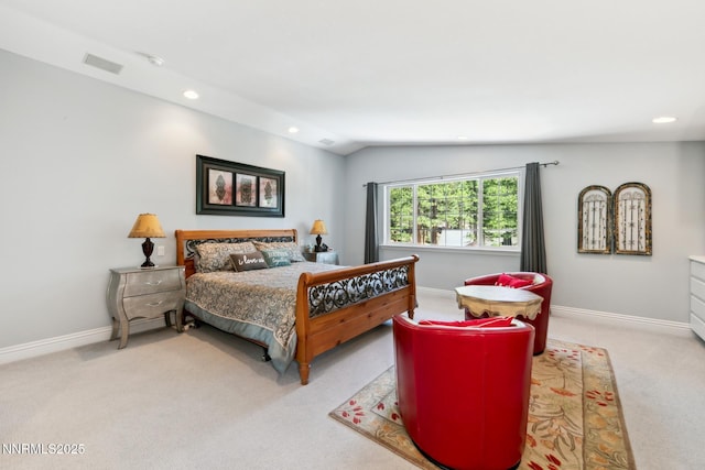 1064 Lucerne Way, Incline Village, NV 89451 - bedroom featuring light colored carpet, recessed lighting, and vaulted ceiling