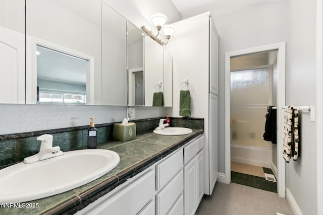 1064 Lucerne Way, Incline Village, NV 89451 - bathroom featuring double vanity,  shower combination, and tile patterned flooring