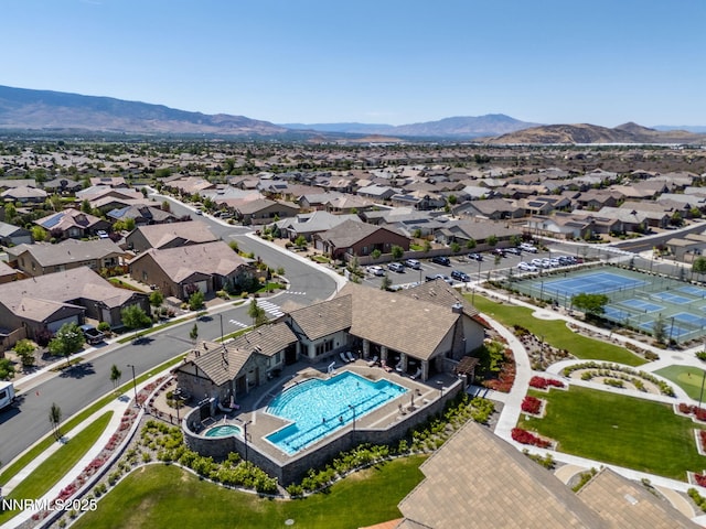 2021 Neviekay Ln, Reno, NV 89521 - aerial view of residential area featuring a pool area and mountains
