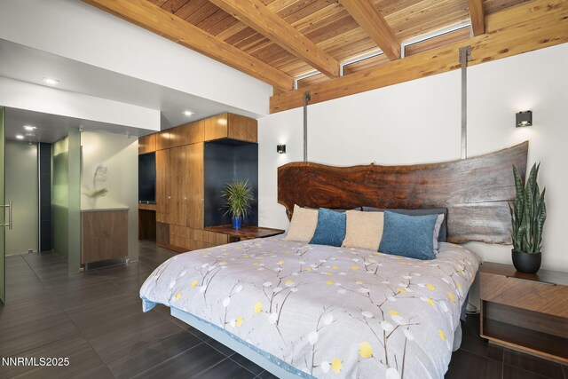 1296 Nixon Ave, Reno, NV 89509 - bedroom featuring a wood ceiling with exposed beams