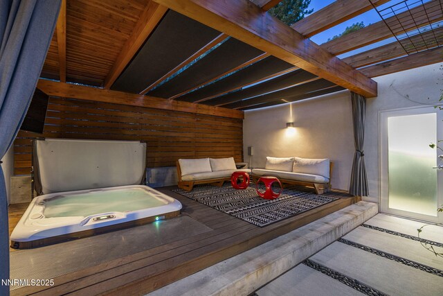 1296 Nixon Ave, Reno, NV 89509 - view of patio / terrace featuring an outdoor hot tub and an outdoor hangout area