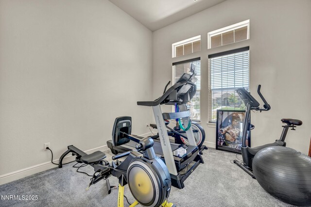 11575 Anthem Dr, Spanish Springs, NV 89441 - workout room featuring carpet and vaulted ceiling
