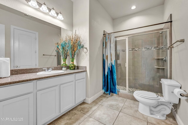 11575 Anthem Dr, Spanish Springs, NV 89441 - full bathroom with vanity, a stall shower, and tile patterned flooring