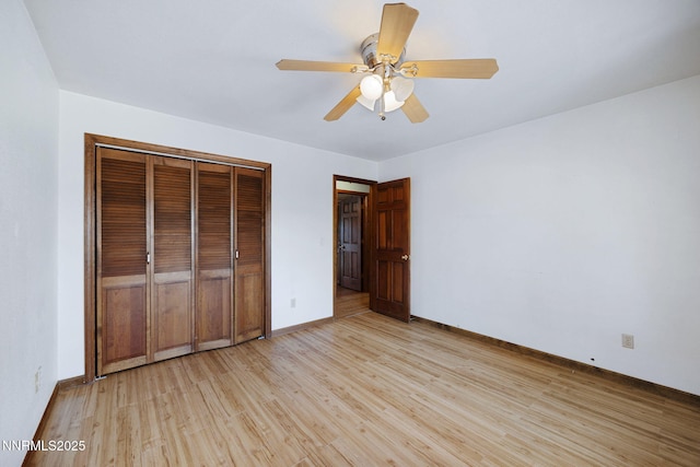 2260 Empire Rd, Reno, NV 89521 - unfurnished bedroom featuring light wood-type flooring, a closet, and a ceiling fan