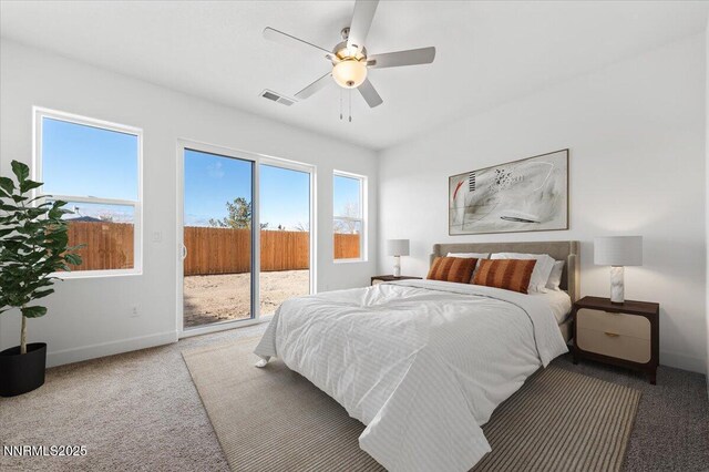847 Agate Way, Fernley, NV 89408 - carpeted bedroom featuring access to outside and a ceiling fan