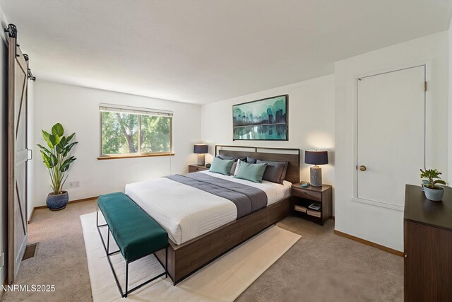 1245 Junction Ct, Sparks, NV 89434 - bedroom with light carpet and a barn door