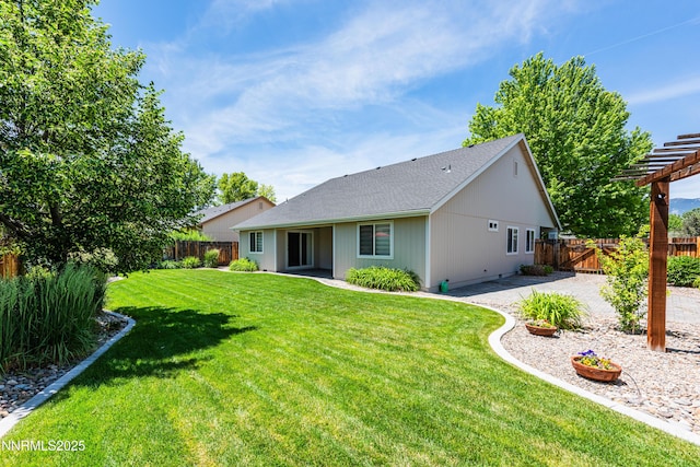 1421 Chiltern Ct, Gardnerville, NV 89410 - back of property with a patio area, a fenced backyard, and a pergola
