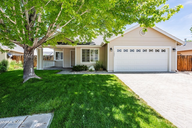 1421 Chiltern Ct, Gardnerville, NV 89410 - ranch-style home featuring an attached garage and decorative driveway
