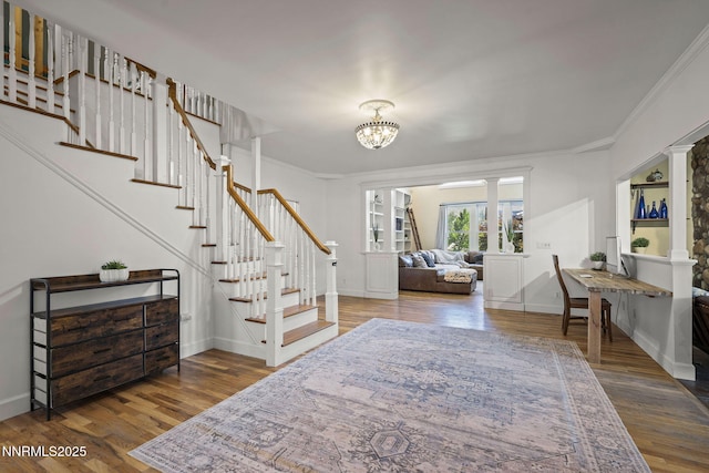 5 Connie Way, Reno, NV 89521 - foyer with stairs, wood finished floors, ornamental molding, and a chandelier