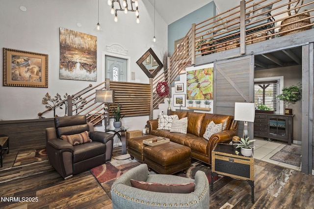 5 Connie Way, Reno, NV 89521 - living room featuring a towering ceiling, hardwood / wood-style flooring, and stairway