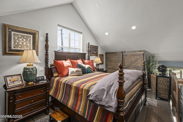 5 Connie Way, Reno, NV 89521 - bedroom with vaulted ceiling, hardwood / wood-style flooring, and recessed lighting