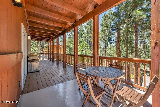 638 N Martin Dr, Zephyr Cove, NV 89448 - wooden terrace featuring outdoor dining space