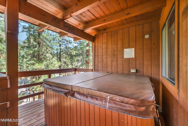 638 N Martin Dr, Zephyr Cove, NV 89448 - wooden deck featuring a hot tub
