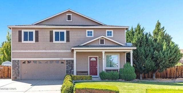 5455 Montego Ct, Reno, NV 89523 - traditional-style house featuring an attached garage, concrete driveway, and stone siding