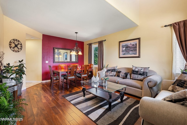 5455 Montego Ct, Reno, NV 89523 - living area featuring dark wood-style flooring and a chandelier