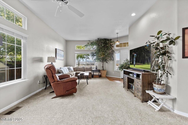 3215 Epic Ave, Reno, NV 89512 - living area with a ceiling fan, plenty of natural light, carpet flooring, and recessed lighting