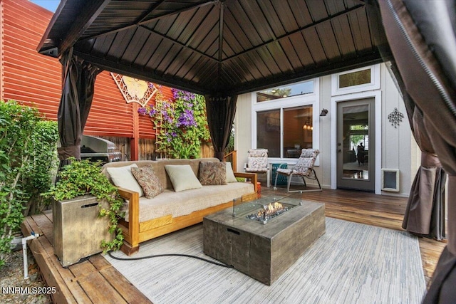 3215 Epic Ave, Reno, NV 89512 - deck with a gazebo and an outdoor living space with a fire pit