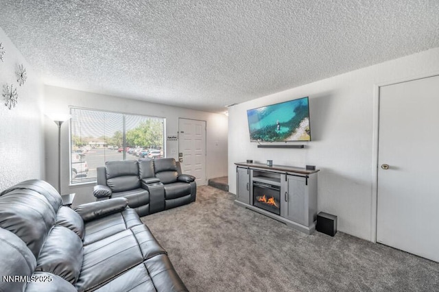 1412 E 9th St Unit 7, Reno, NV 89512 - carpeted living area featuring a textured ceiling and a glass covered fireplace