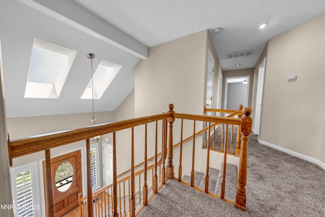 979 University Ridge Dr, Reno, NV 89512 - stairs with a skylight and carpet flooring
