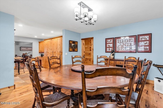 458 Center St, Zephyr Cove, NV 89448 - dining room featuring light wood-type flooring, recessed lighting, and a chandelier