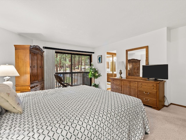 178 Tahoma Cir Unit B, Zephyr Cove, NV 89448 - bedroom featuring access to outside, light carpet, and ensuite bathroom