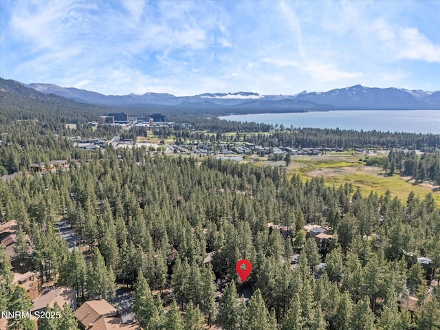 178 Tahoma Cir Unit B, Zephyr Cove, NV 89448 - aerial view of a heavily wooded area and a water and mountain view