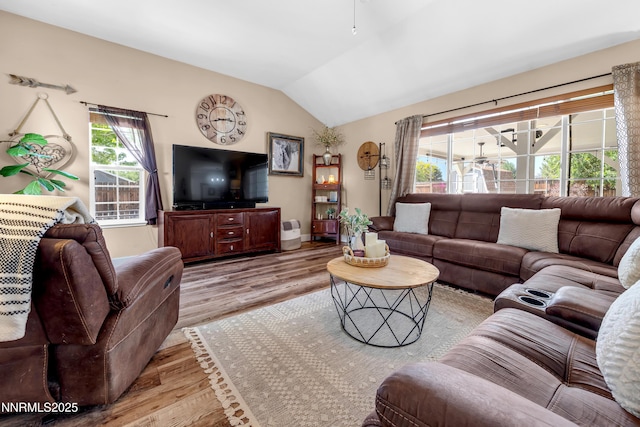 1450 Talon Ct, Spanish Springs, NV 89441 - living area with vaulted ceiling and wood finished floors