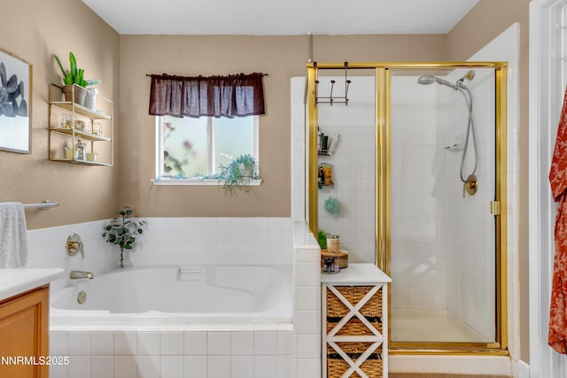 1450 Talon Ct, Spanish Springs, NV 89441 - full bathroom with a shower stall, a bath, and vanity