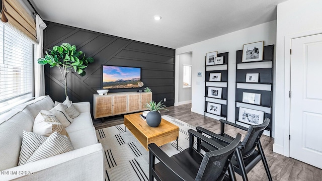1784 Biotite Way Lot # 157, Sparks, NV 89436 - living area with a decorative wall, wood finished floors, an accent wall, and recessed lighting