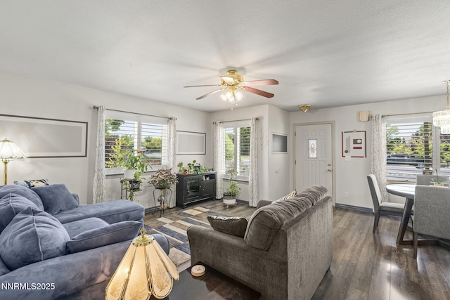 610 Hunter Park Way, Fallon, NV 89406 - living area with ceiling fan, dark wood finished floors, and a chandelier