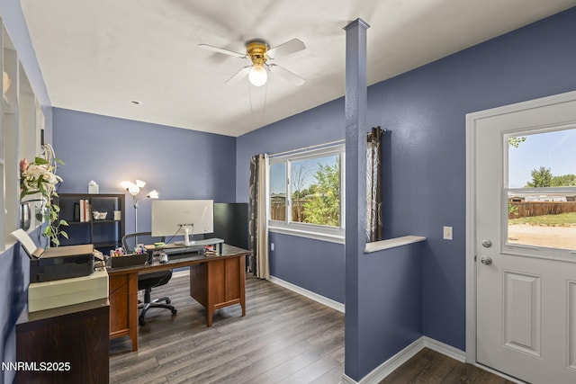 610 Hunter Park Way, Fallon, NV 89406 - office featuring plenty of natural light, a ceiling fan, and wood finished floors