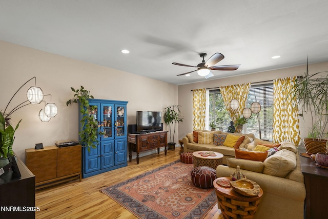 3744 Ranch Crest Dr, Reno, NV 89509 - living area featuring light wood-style flooring, ceiling fan, and recessed lighting