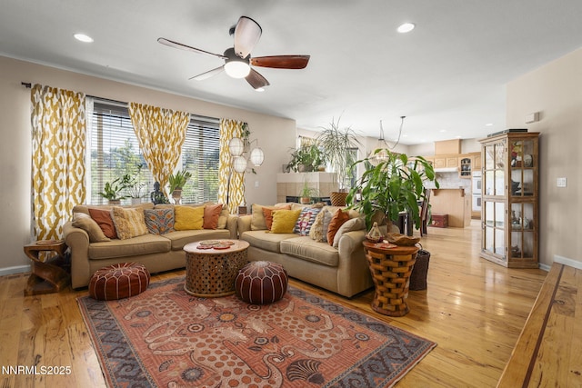 3744 Ranch Crest Dr, Reno, NV 89509 - living room featuring ceiling fan, light wood finished floors, and recessed lighting