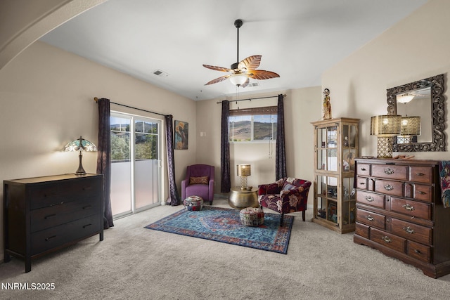 3744 Ranch Crest Dr, Reno, NV 89509 - sitting room with healthy amount of natural light, carpet, and ceiling fan